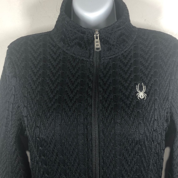 Spyder Black cable knit zip up jacket size small - Picture 2 of 10